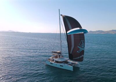 Lagoon 52F parasailor sailing Kos – Stay Salty Sailing, private crewed catamaran charter