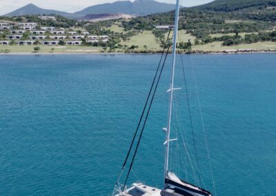 Lagoon 52F catamaran anchored greece resort – Stay Salty Sailing, private crewed catamaran charter