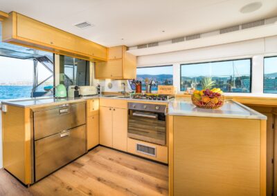 Lagoon 52F galley smeg sea view – Stay Salty Sailing, private crewed catamaran charter