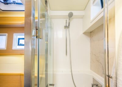 Lagoon 52F owner suite walk in shower – Stay Salty Sailing, private crewed catamaran charter