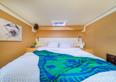Lagoon 52F guest cabin crab art – Stay Salty Sailing, private crewed catamaran charter